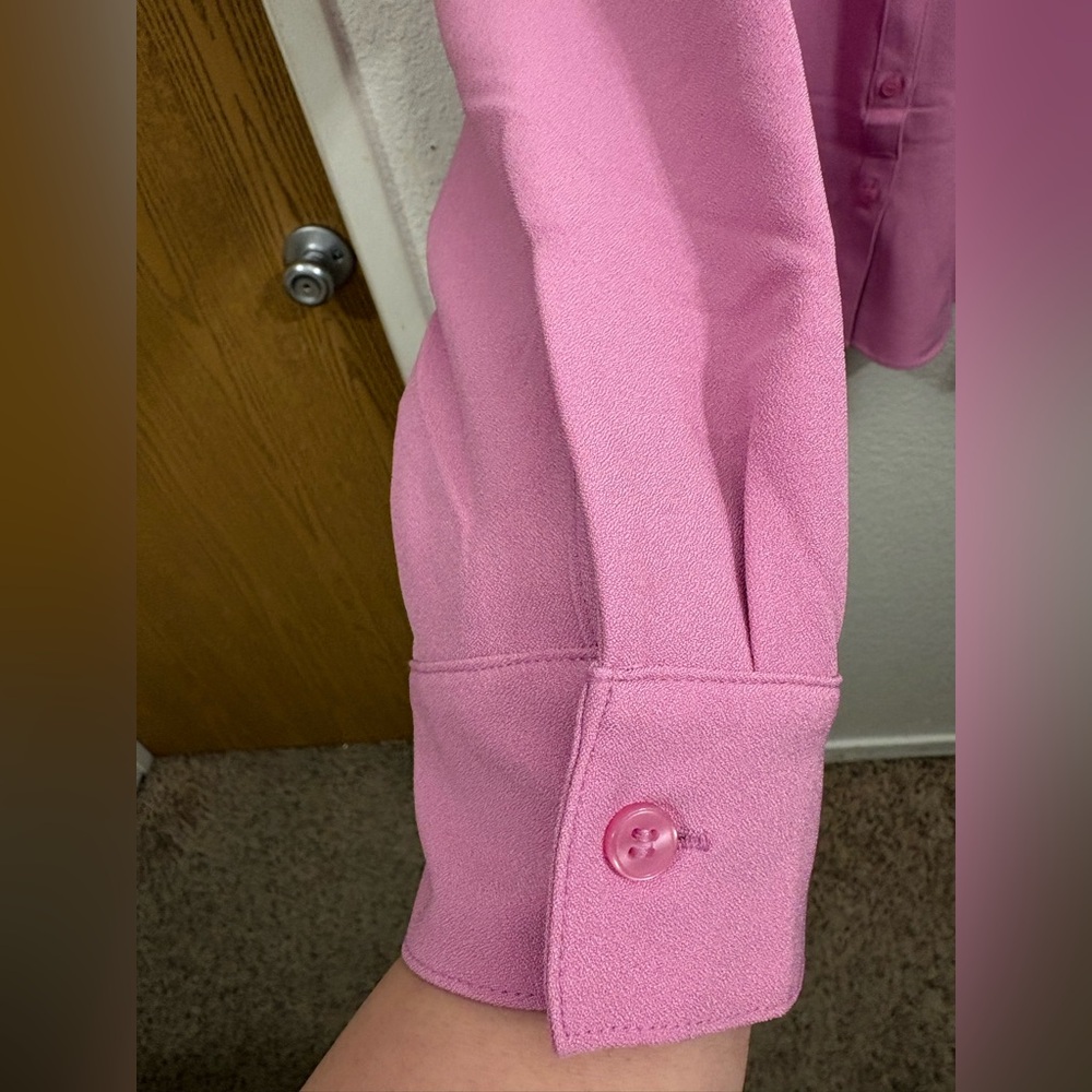 d&co. Denim &‎ Company Women’s Button-Front Blouse Shirt Pink L - Picture 4 of 8